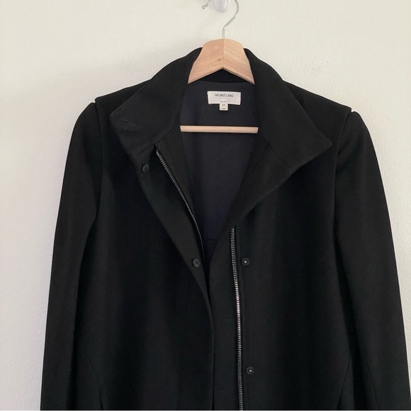 Helmut Lang Felted Wool High Neck Coat Black Medium - Picture 7 of 16